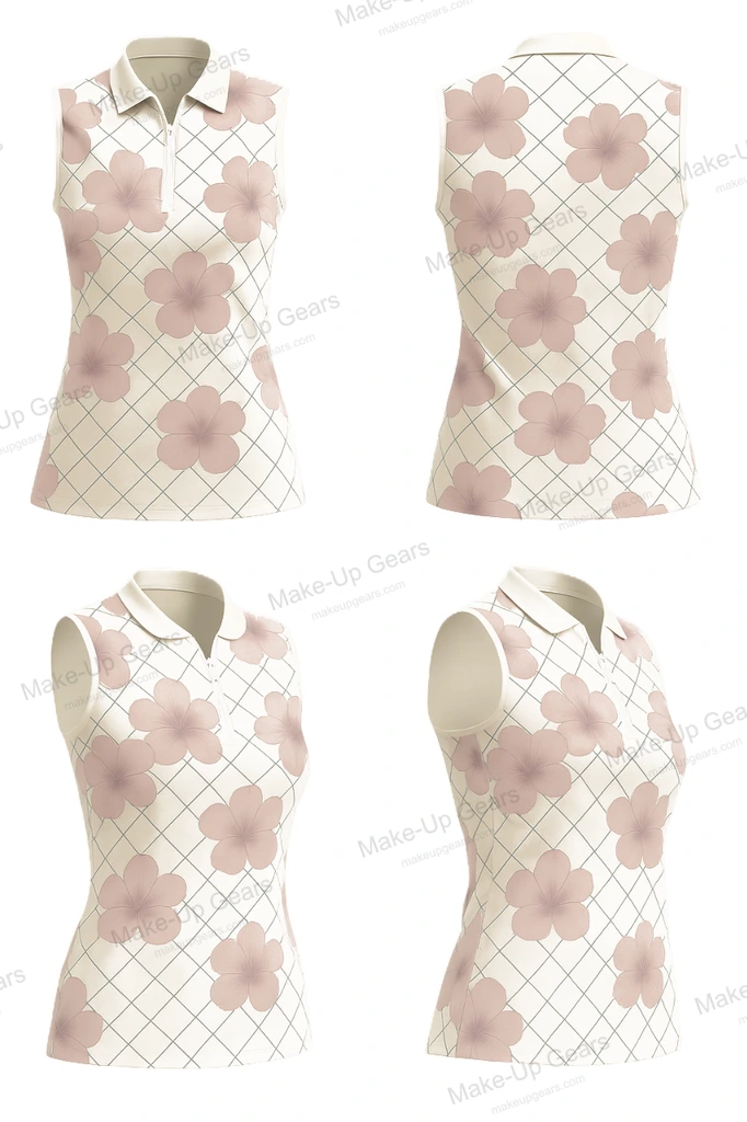 Blossom Geo Mesh Zip Polo - Rose Clay ART-MLGP-1176