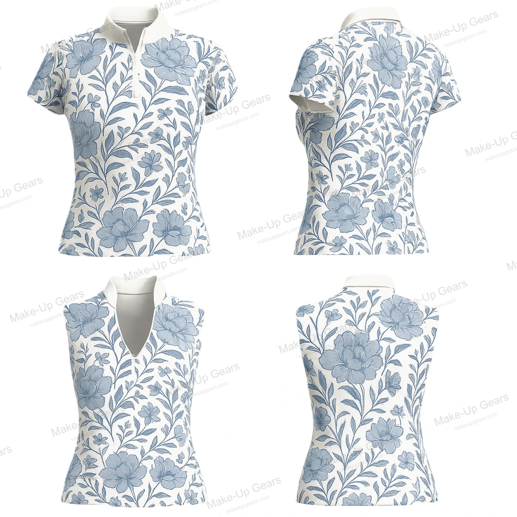 Blue Blossom Sleeveless Polo ART-MLGP-1178