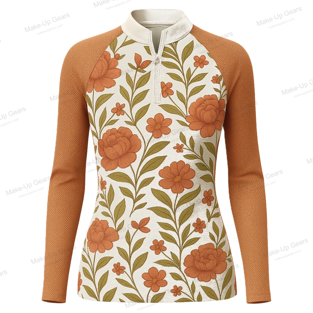 Garden Bloom Mesh-Sleeve Polo - Autumn Flora ART-MLGP-1179