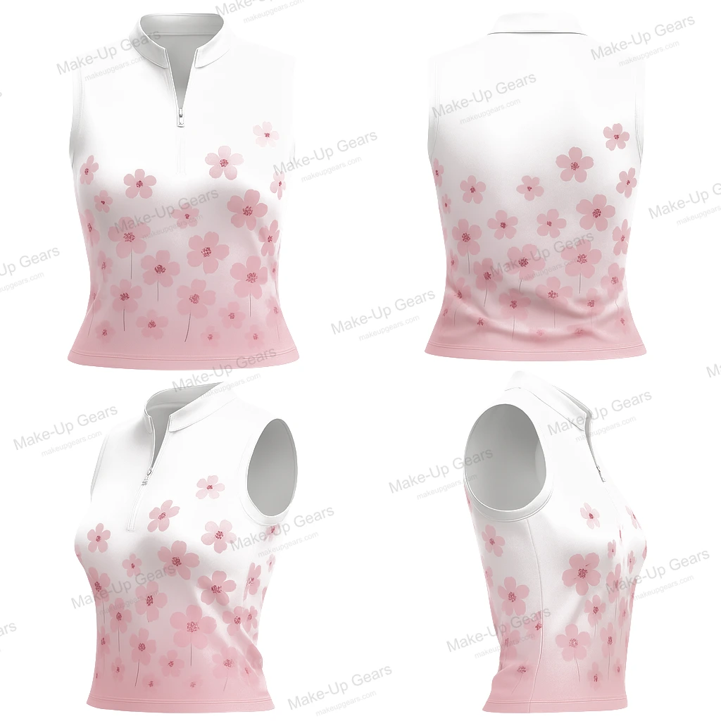 Nordic Bloom Fade Polo - Frost Rose (Sleeveless) ART-MLGP-1188