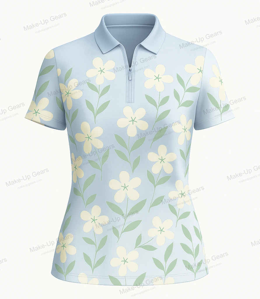 Bloom Swirl Mesh Polo - Petal Breeze ART-MLGP-1196