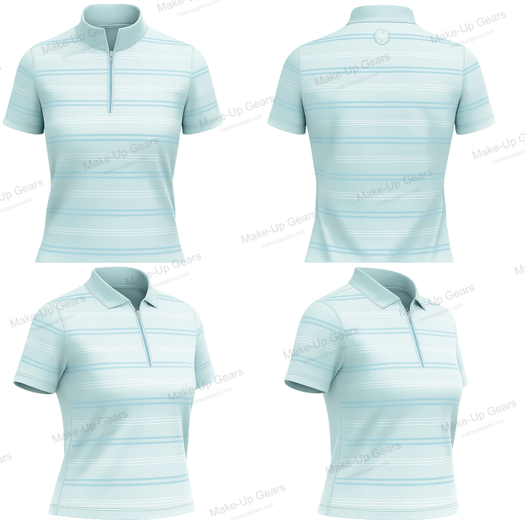 Oceana Stripe ¼ Zip Polo – Sky Mint Edition ART-MLGP-1203