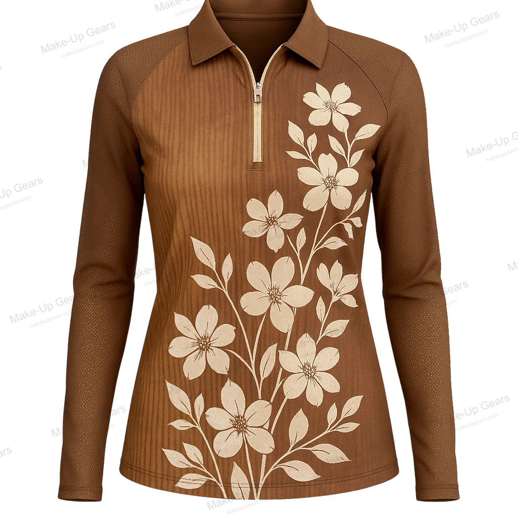 Driftwood ¼ Zip Polo – Floral Bloom ART-MLGP-1219