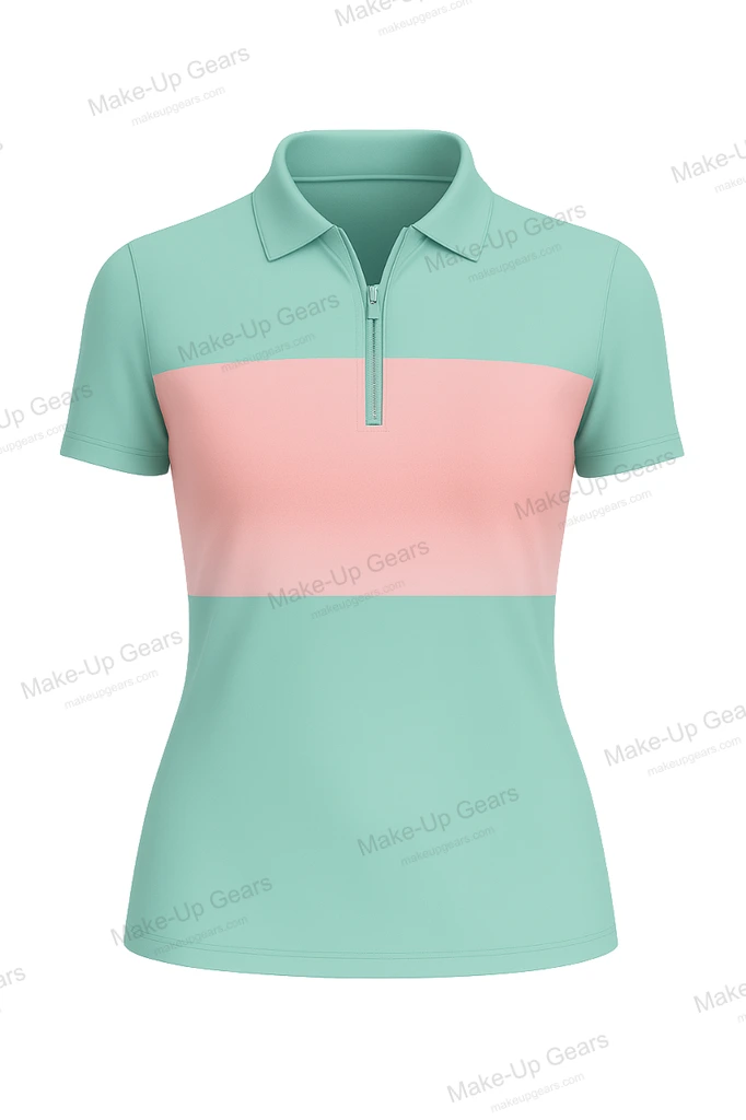 Coastal Breeze Zip Polo Seaside stripe block with cooling feel ART-MLGP-1226