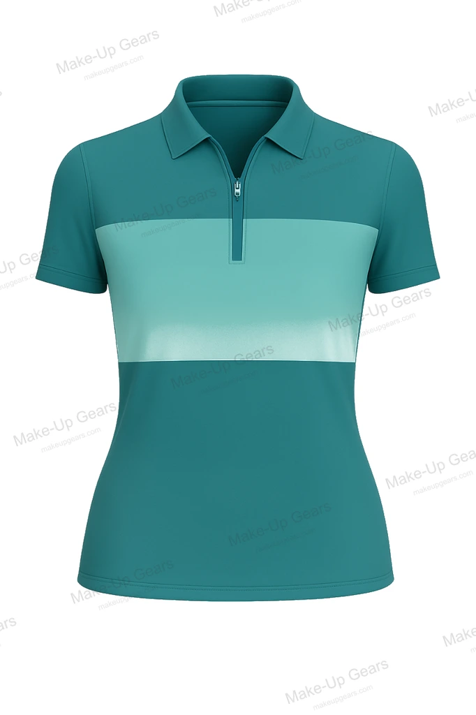 Coastal Breeze Zip Polo Seaside stripe block with cooling feel ART-MLGP-1228