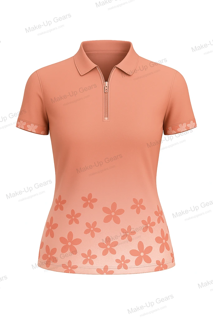 Bloom Fade Polo Soft gradient floral fade around the hem in a romantic ART-MLGP-1234