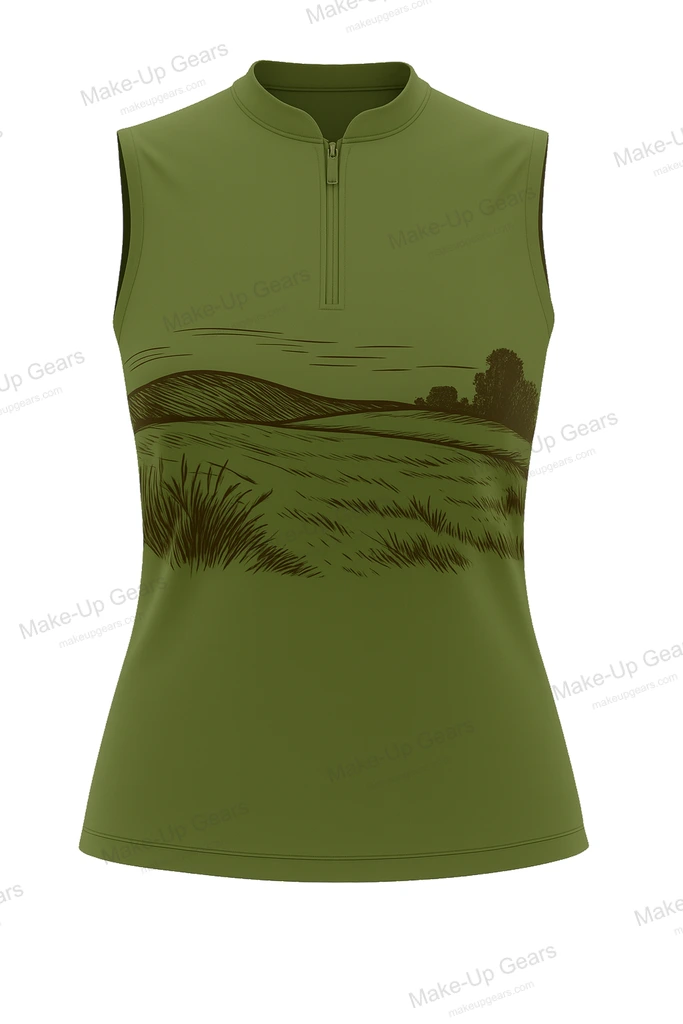 Prairie Zip Polo Vintage prairie sketch wrapped at chest in a clean ART-MLGP-1244