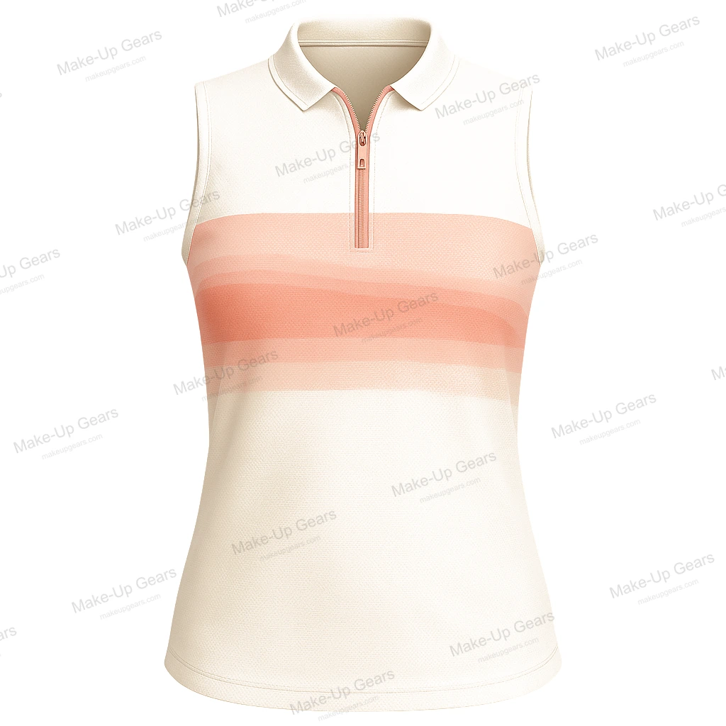 Meadow Stripe Zip Polo – Coral Stripe ART-MLGP-1257